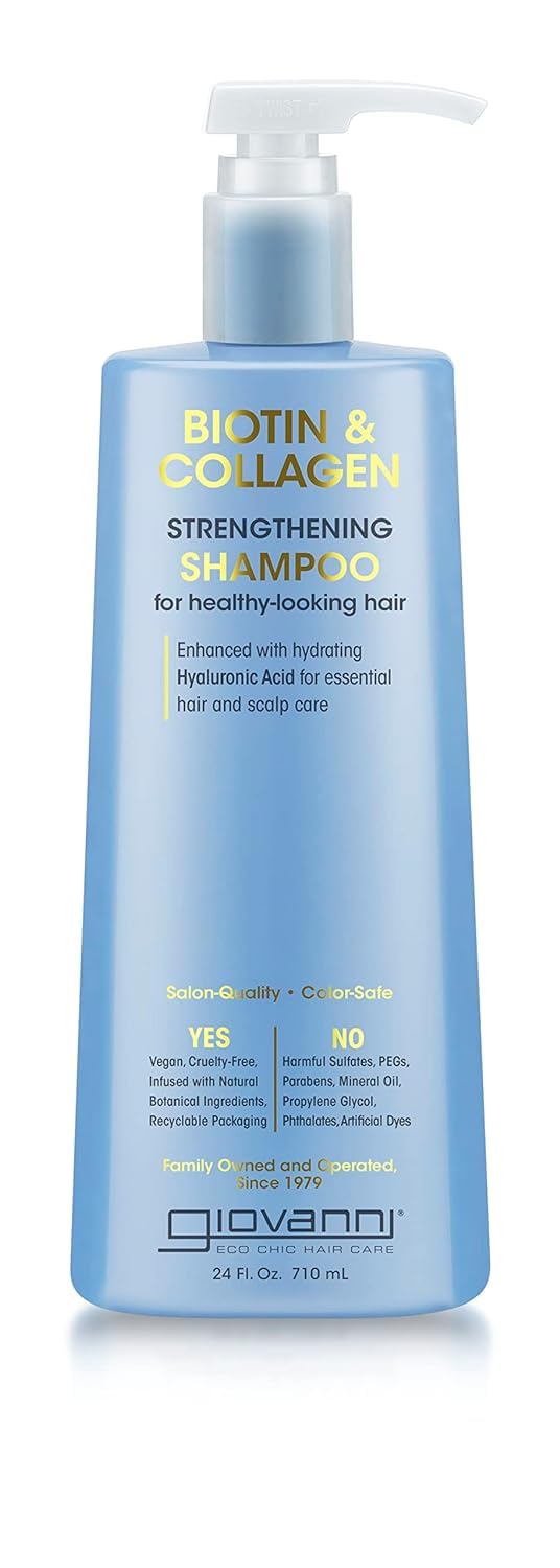 GIOVANNI Biotin & Collagen Shampoo - Strengthening Shampoo, Vegan, Cruelty-Free, Infused with Natural Botanical Ingredients, Salon-Quality, Color-Safe, For Healthy-Looking Hair - 24 Oz