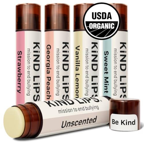Organic Lip Balm Variety 5 Pack - Moisturizing, Natural, Cruelty-Free for Dry Lips