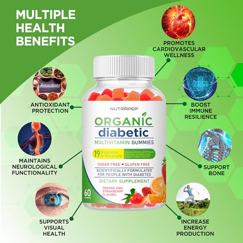 NutraPep Premium Multivitamin Chewable Gummies for Women & Men - Sugar-Free & Gluten Free Supplement Vitamins - Calcium Magnesium Zinc Manganese Thiamine Biotin…