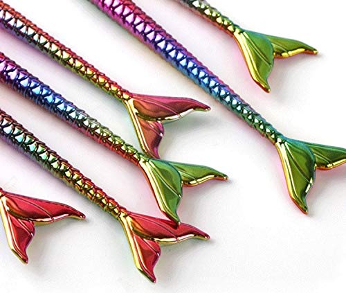 Makeup Brush Set 10 Pcs Fish Tail Eye Makeup Brushes, Eyeshadow Concealer Eyeliner Brow Blending Brush Tool(Multicolor Mermaid Handle)