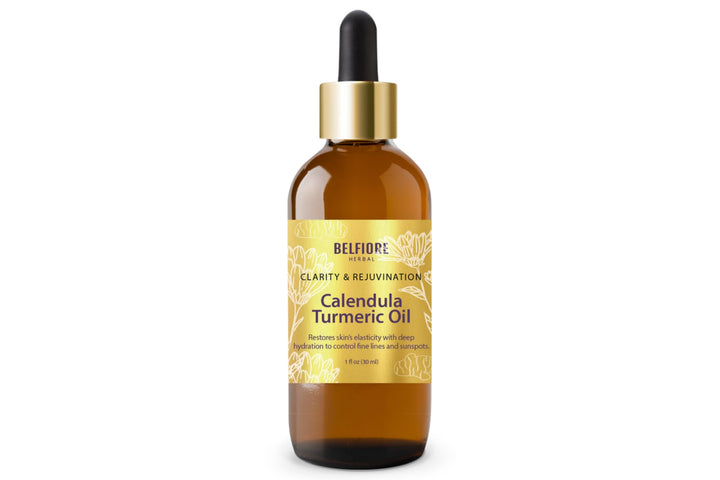 Belfiore Herbal Calendula Turmeric 100% Pure Natural Organic Oil, Healthy Skin, Collagen Boosting Anti Wrinkle, Vegan, 1 ounce