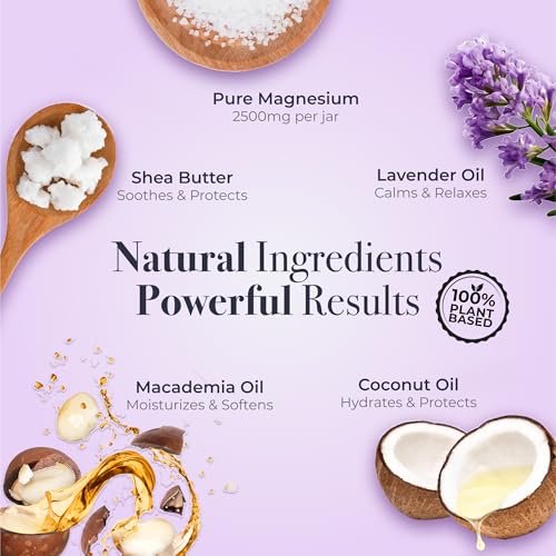 NaturallyMum - Magnesium Body Lotion [NATURAL & VEGAN] - Topical Magnesium Chloride Cream Lotion Support for Sleep, Bone, Heart & Muscle Health - Lavender - Made in UK & Safe for Kids