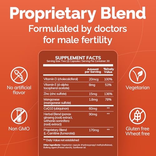 CONCEIVE PLUS Motility Boost for Men - Sperm Count Booster with Vitamin D, Vitamin E, Zinc, Spermidine, Antioxidants - Sperm Count, Sperm Motility - Multivitamin Supplement for Men Sperm - 60 Caps