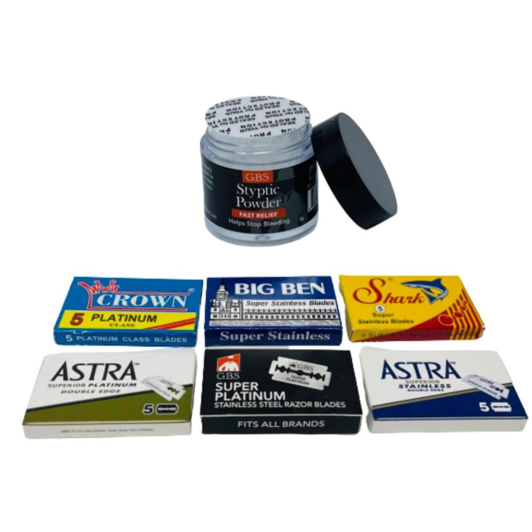 40 Double Edge Safety Blade Variety Pack - Includes 3 Oz 97% Natural Gbs Shave so Driftwood -- Astra