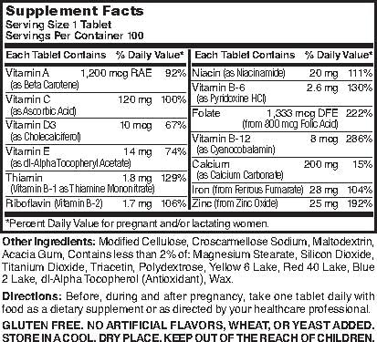 Nature's Blend Prenatal Formula Multivitamin 100 Tabs (1AA26)