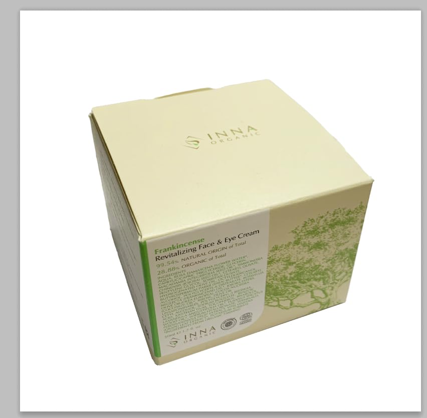 INNA ORGANIC FRANKINCENSE REVITALIZING FACE & EYE CREAM, Anti-aging, Wrinkle Care, Moisturizing, Luxury Clean Beauty, Certified Organic, 1.7 fl.oz.