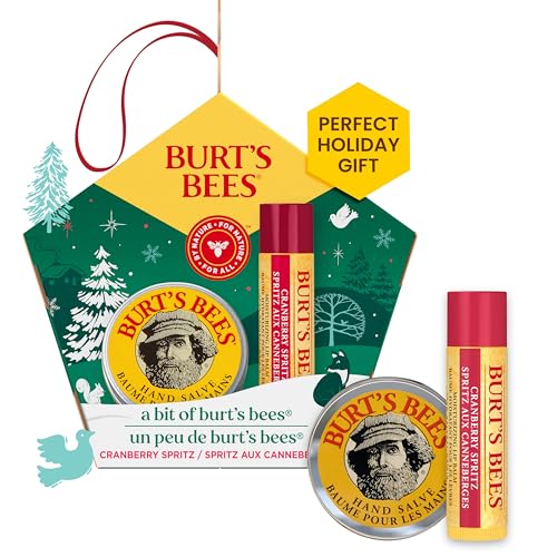Burt's Bees A Bit of Burt's Bees Cranberry Spritz Lip Balm and Hand Salve Gift Set, Natural Origin Skin Care and Lip Care, 2-Piece Set, 0.15 oz./0.3 oz.