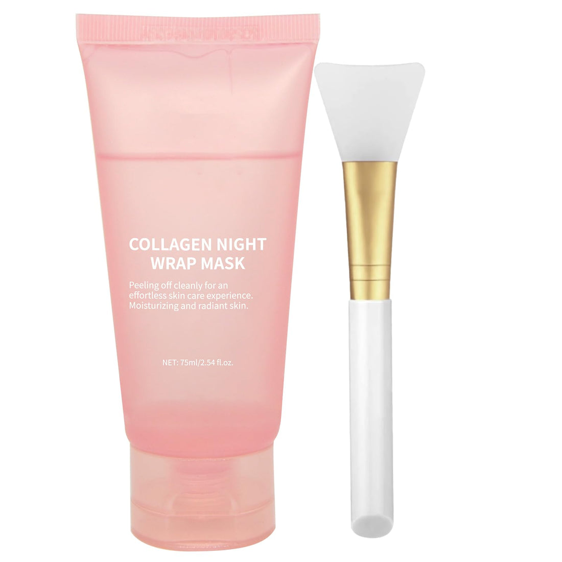 2025 Collagen Overnight Wrapping Peel Off Facial Mask with Jelly Brush, Elasticity & Hydration, Natural Ingredients for Firmer Skin, Reduces Sagging & Dullness, Korean Skin Care(75ml, 2.54 fl.oz)