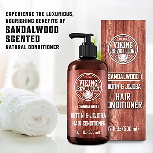Viking Revolution Sandalwood Conditioner with Biotin and Jojoba Oil - Mens Conditioner Natural Hair Conditioner for Men with Vitamin B5 (17 Oz)