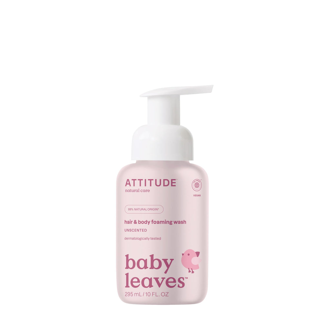ATTITUDE 2-in-1 Natural Hair and Body Foaming Wash for Baby, EWG Verified Shampoo, Hypoallergenic Bath Soap, Fragrance-Free, 10 Fl. Oz.