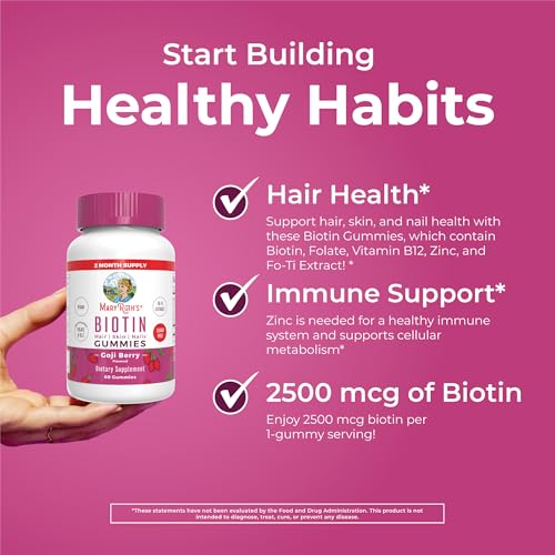 MaryRuth's Biotin Gummies | Sugar Free | Vegan | Non-GMO | 2,500 mcg Biotin Supplement | Hair Skin and Nails Vitamins | Hair Growth Vitamins | Hair Growth Supplement | 60 Count