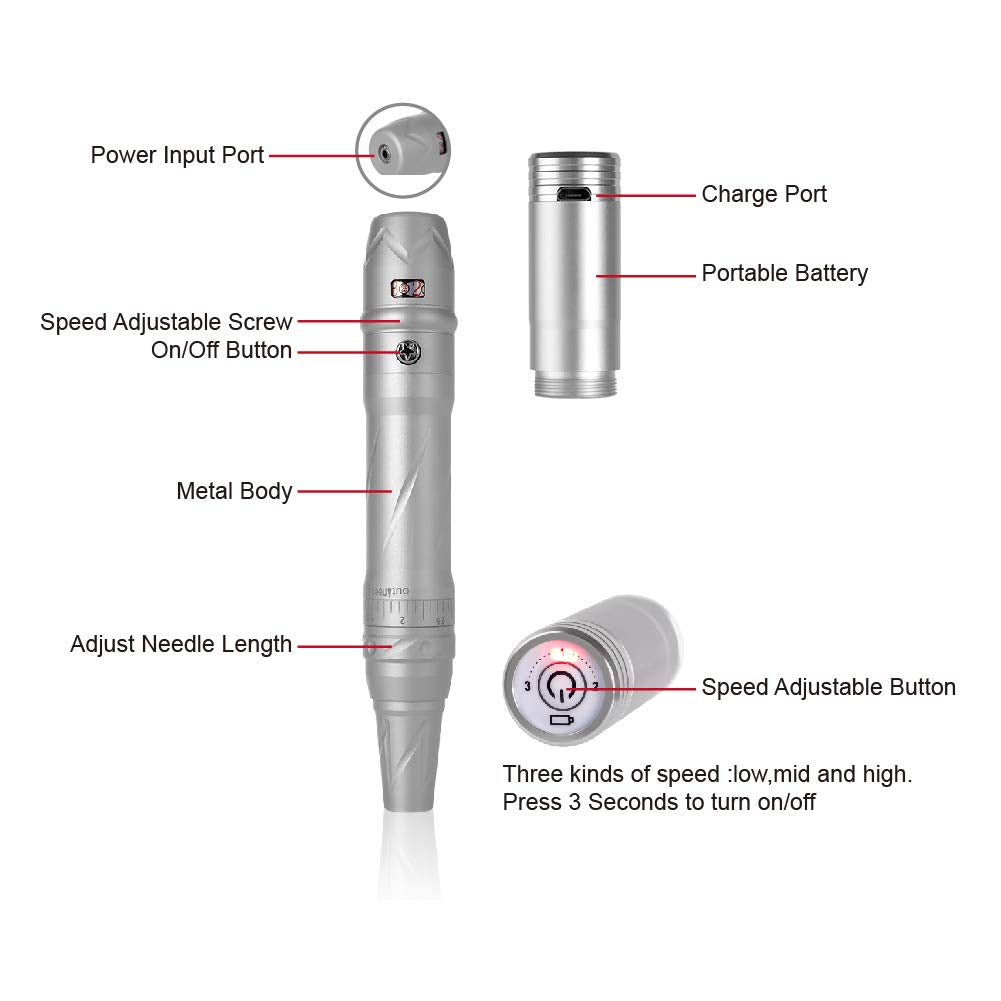 Charme Princesse Permanent Machine Makeup Wireless Rotary tattoo Machine With 1pc Wireless Battery 15pcs Needles For Eyebrow Eyeliner Lip Tattoo Machine EM509-2-US