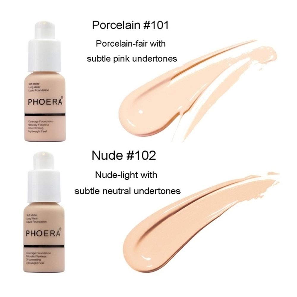 2Pcs Matte Oil Control Concealer Foundation Cream Concealer Cover Cream Long Lasting Moisturizing Base Liquid Foundation Flawless Colour Changing Foundation for women&girls(102)