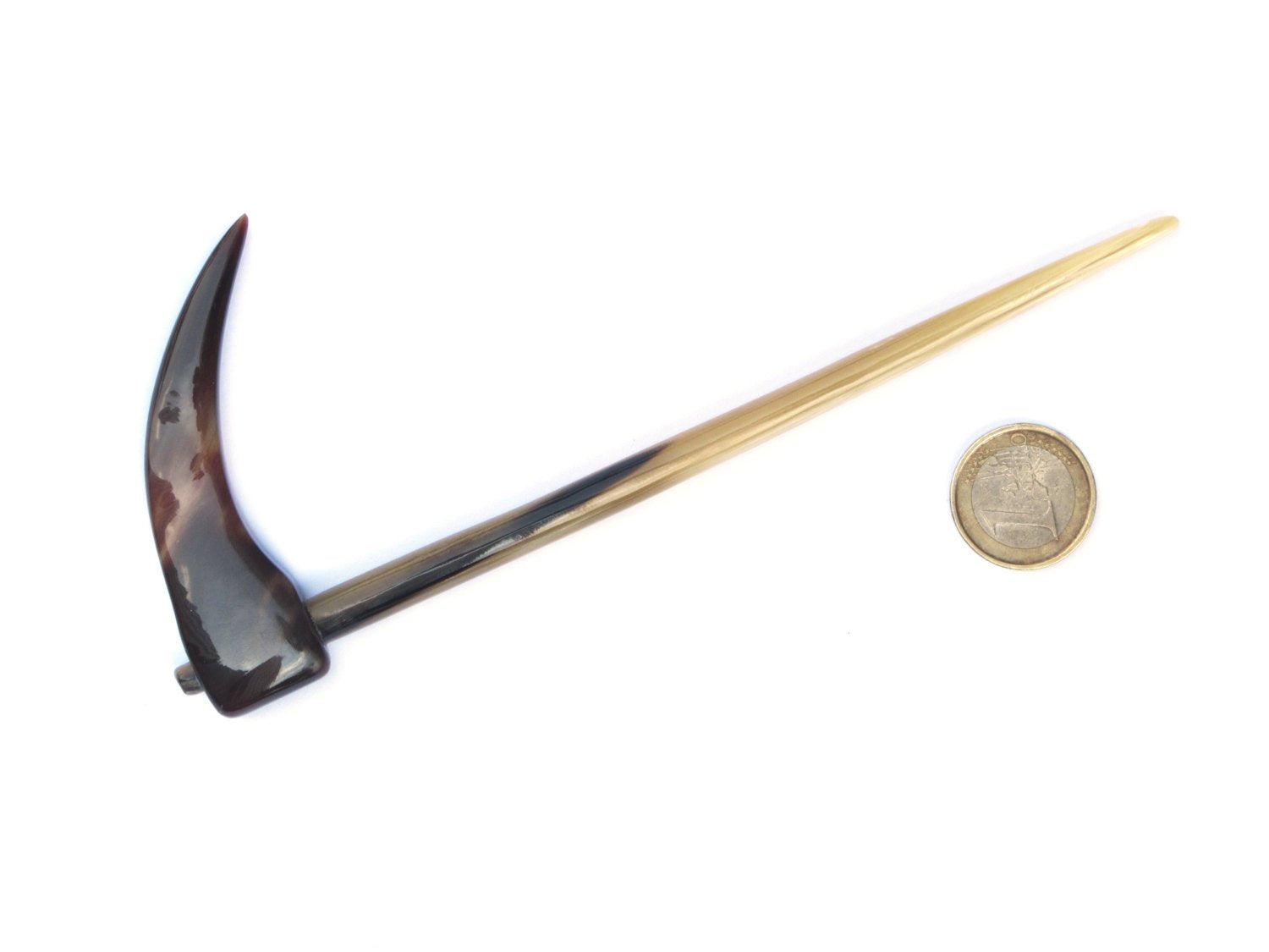 Marycrafts Translucent Death Scythe Buffalo Horn Hair Stick, Hairstick, Hair Pin, Hairpin, Hair Accessory, Hair Toy Handmade 6.69