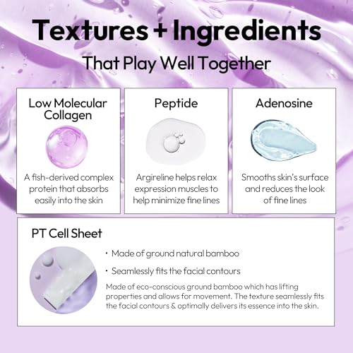 LAPCOS Collagen Sheet Mask, Firming Daily Face Mask with Collagen Peptides for Anti-Aging, Helps to Minimize Wrinkles, Restores Skin Elasticity & Firmness, Korean Beauty Favorite, 5-Pack