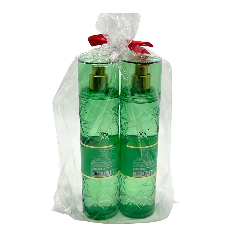 Bath & Body Works PISTACHIO GLAZE Fine Fragrance Mist Gift Set with a Red Bow for Holidays 8 fl oz each - Pack of 2