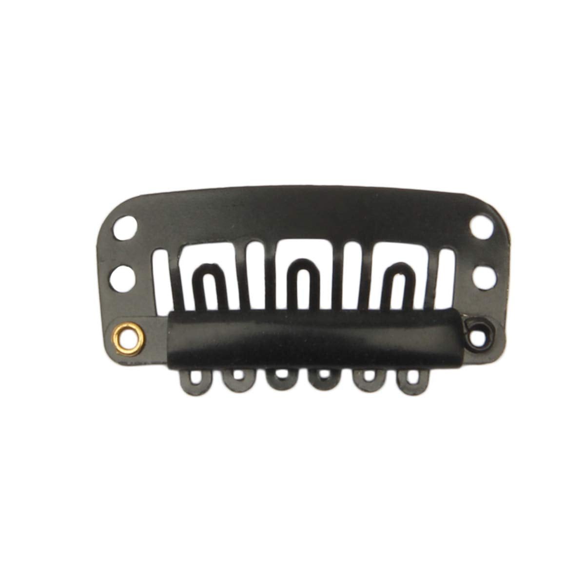 YUXIANG 20pcs U Shape Snap Clips for Hair Extensions Hair Weave Weft Metallic Wig Clips With Silicon Rubber DIY Clip ins 3.2cm Width 1.2g/pc Black Color (Black -20pcs)