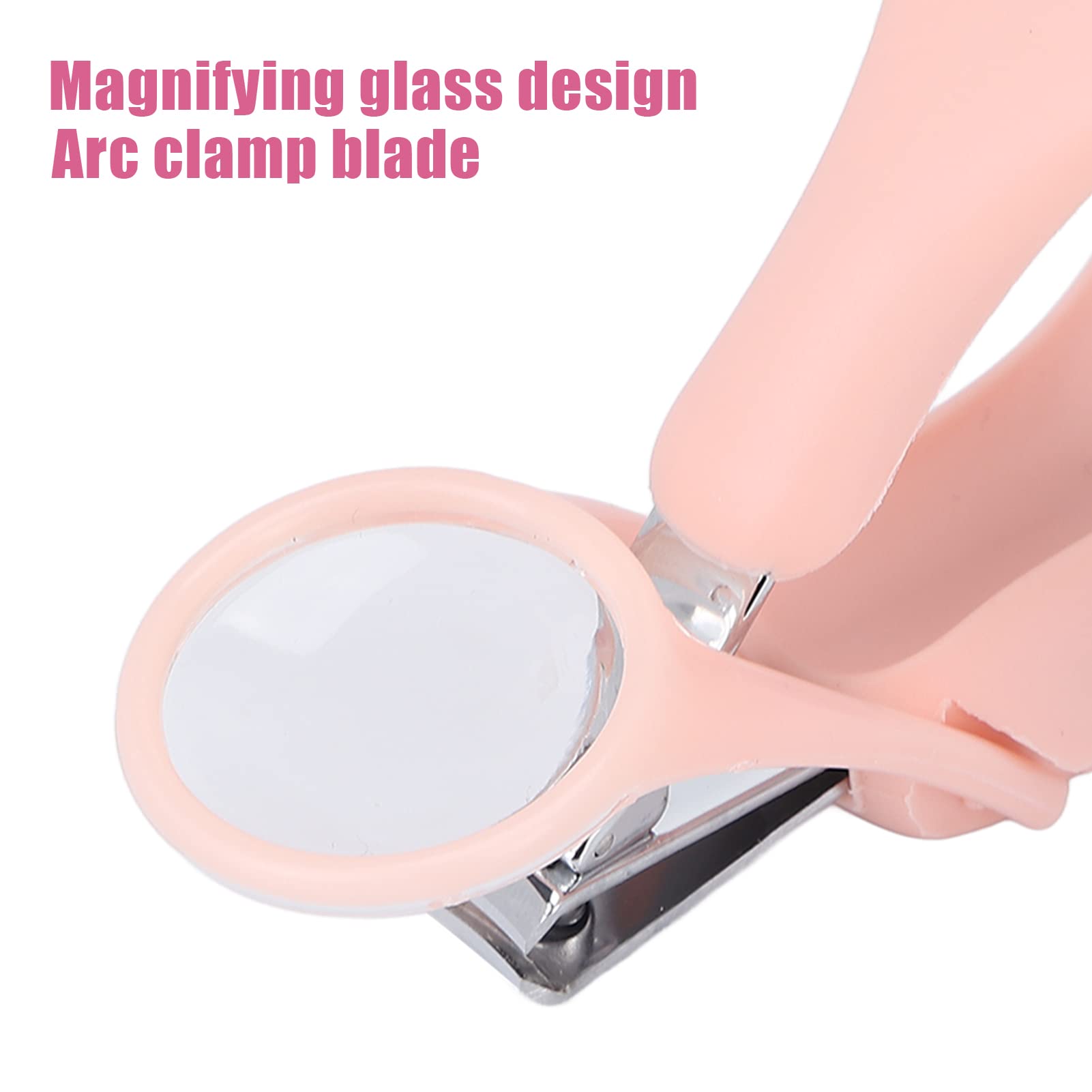 Light Zoom Nail Clipper, Stainless Steel Fingernail & Toenail Clippers with Magnifying Glass for Baby Elderly, Portable Lightweight Zoom Manicure Clipper (+Rose red)