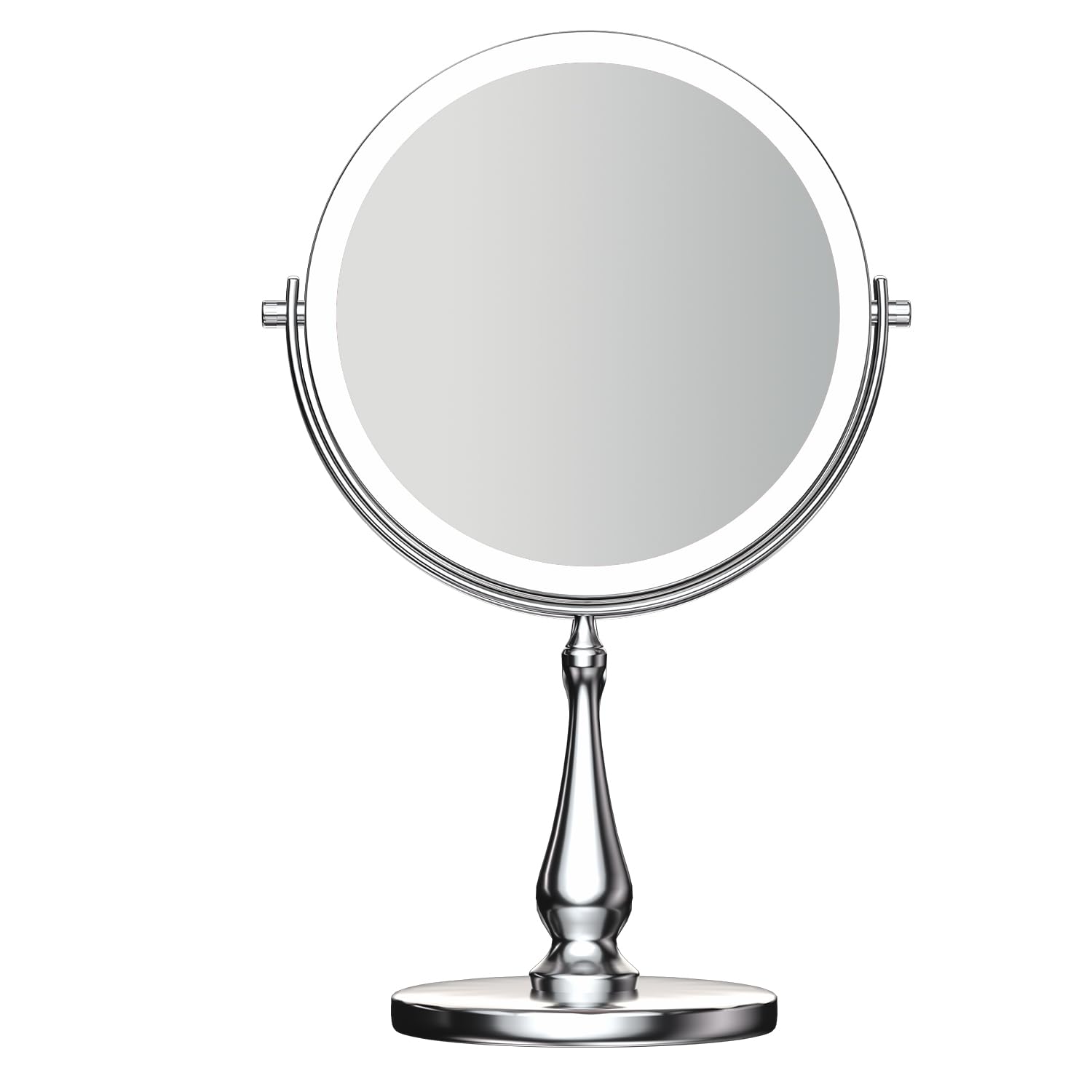 WIZCHARK 9 Large Lighted Makeup Mirror, 1X/10X Magnifying Vanity Mirror with 3 Colors Dimmable Lightning, 80 LED Lights, 360°Rotation Double Sided Standing Desk Mirror