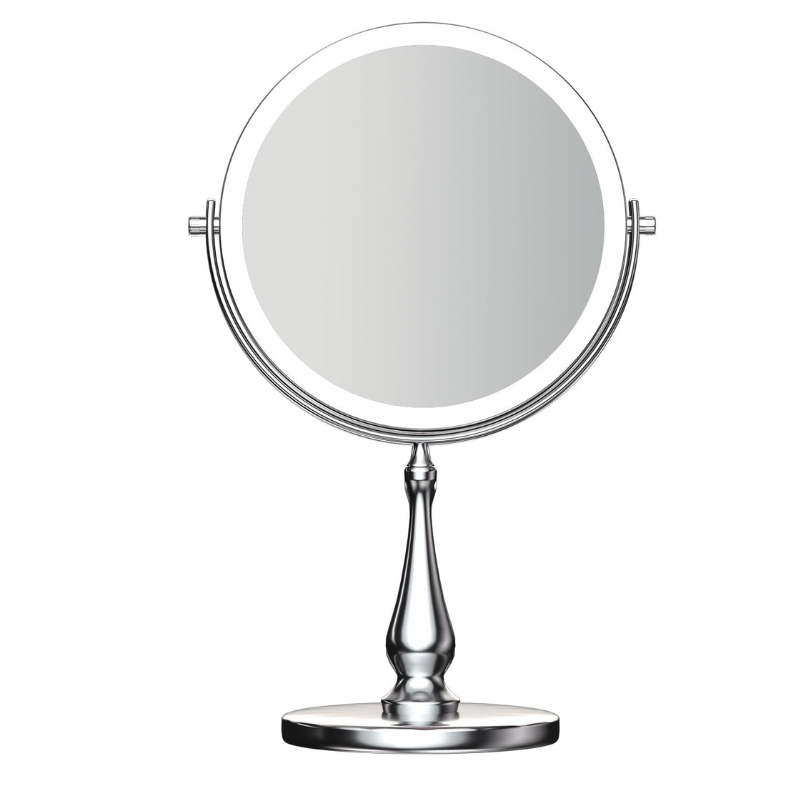 WIZCHARK 9 Large Lighted Makeup Mirror, 1X/10X Magnifying Vanity Mirror with 3 Colors Dimmable Lightning, 80 LED Lights, 360°Rotation Double Sided Standing Desk Mirror