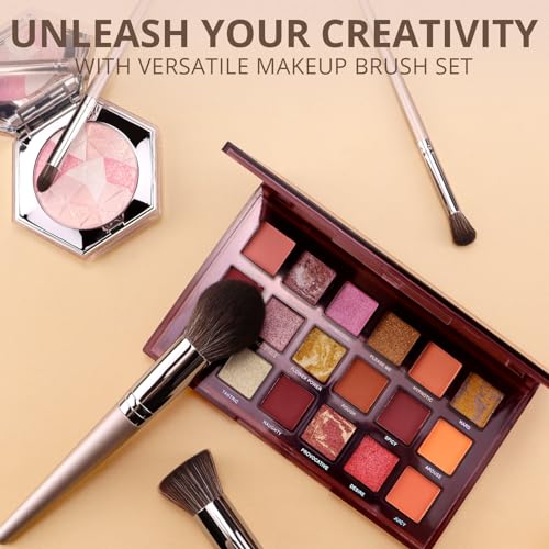 BEAKEY Vegan Makeup Brush Set: Soft Synthetic Brushes for Foundation & Eyeshadow, High-Density, Precise, Easy to Clean, Durable Handles