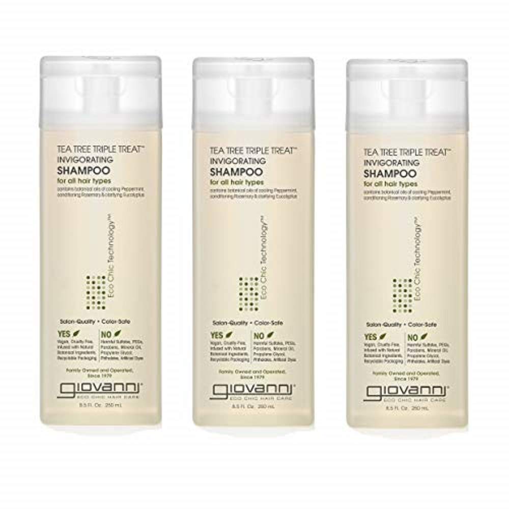 Giovanni Invigorating Shampoo Tea Tree Triple Treat 8.5-Ounce Bottles (Pack of 3)