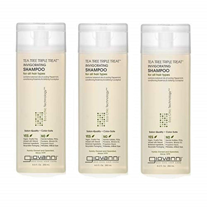 Giovanni Invigorating Shampoo Tea Tree Triple Treat 8.5-Ounce Bottles (Pack of 3)