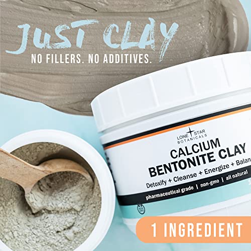 Calcium Bentonite Clay Healing Powder - Pure Pharmaceutical - Face, Body & Hair Detox Mask, Natural Mud Masks, Deep Pore Cleansing for Health & Beauty