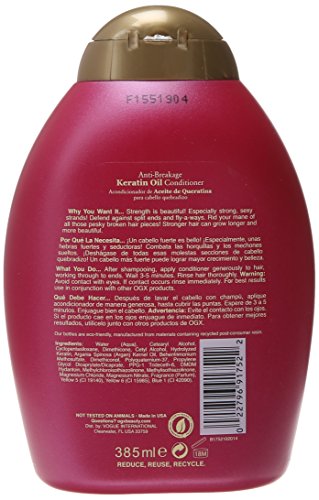 OGX Anti-Breakage Keratin Oil Conditioner, 13 Ounce Bottle Strengthening Conditioner with Argan Oil Sulfate-Free Surfactants
