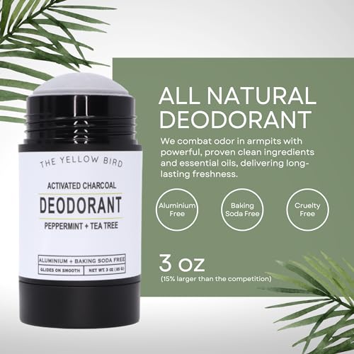 Natural Deodorant - Aluminum & Baking Soda Free, For Men & Women, Sensitive Skin Friendly Formula with Activated Charcoal | 3oz | Made in USA