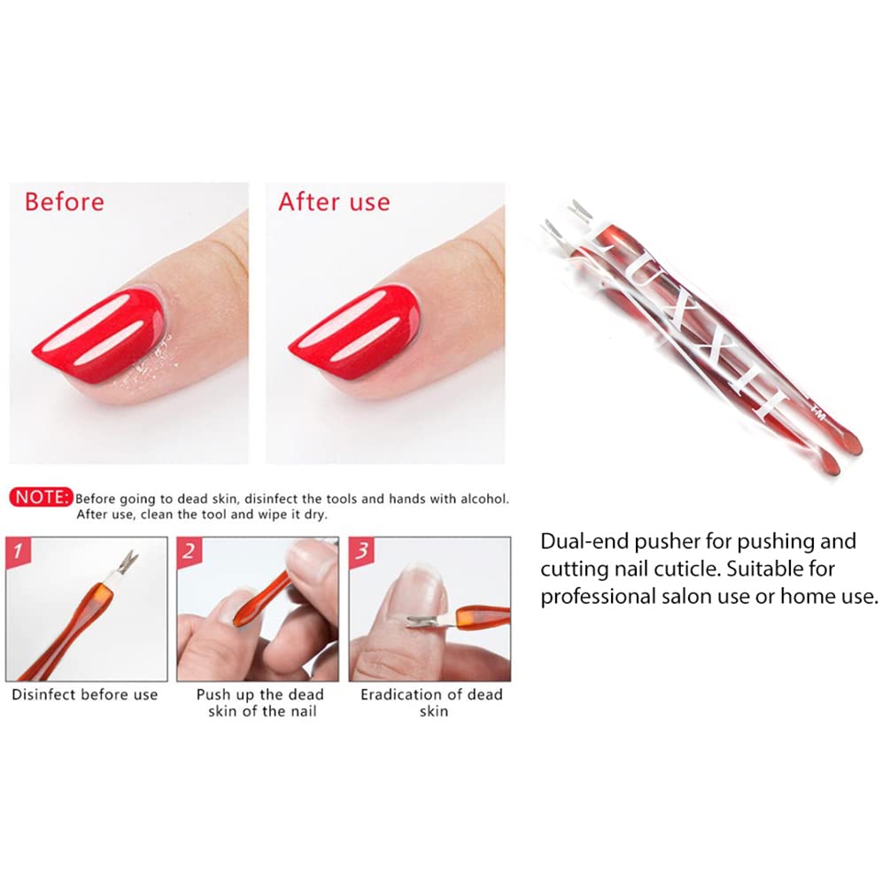 Luxxii (2 Pack) Practical Nail Art Tools Pedicure Cuticle Trimmer Remover Pusher Dead Skin Callus Removal Fork Brown (B)