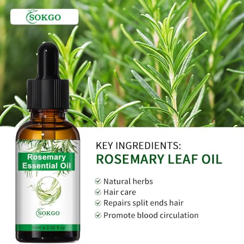 Fovcos Organic Rosemary Essential Oil for Hair Growth & Skin Care, 100% Pure & Natural