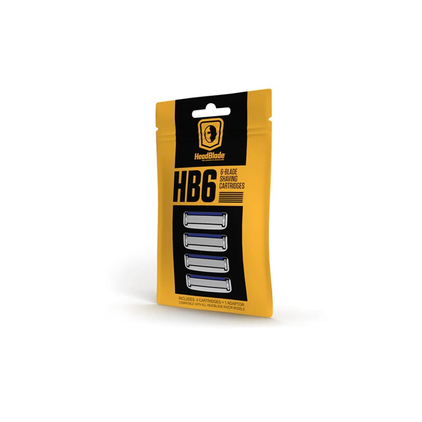 HeadBlade HB6 Refill Blades - 6 Stainless Steel Blades for No Tugging or Pulling, Shave Less, Works for Face, Body, and Scalp