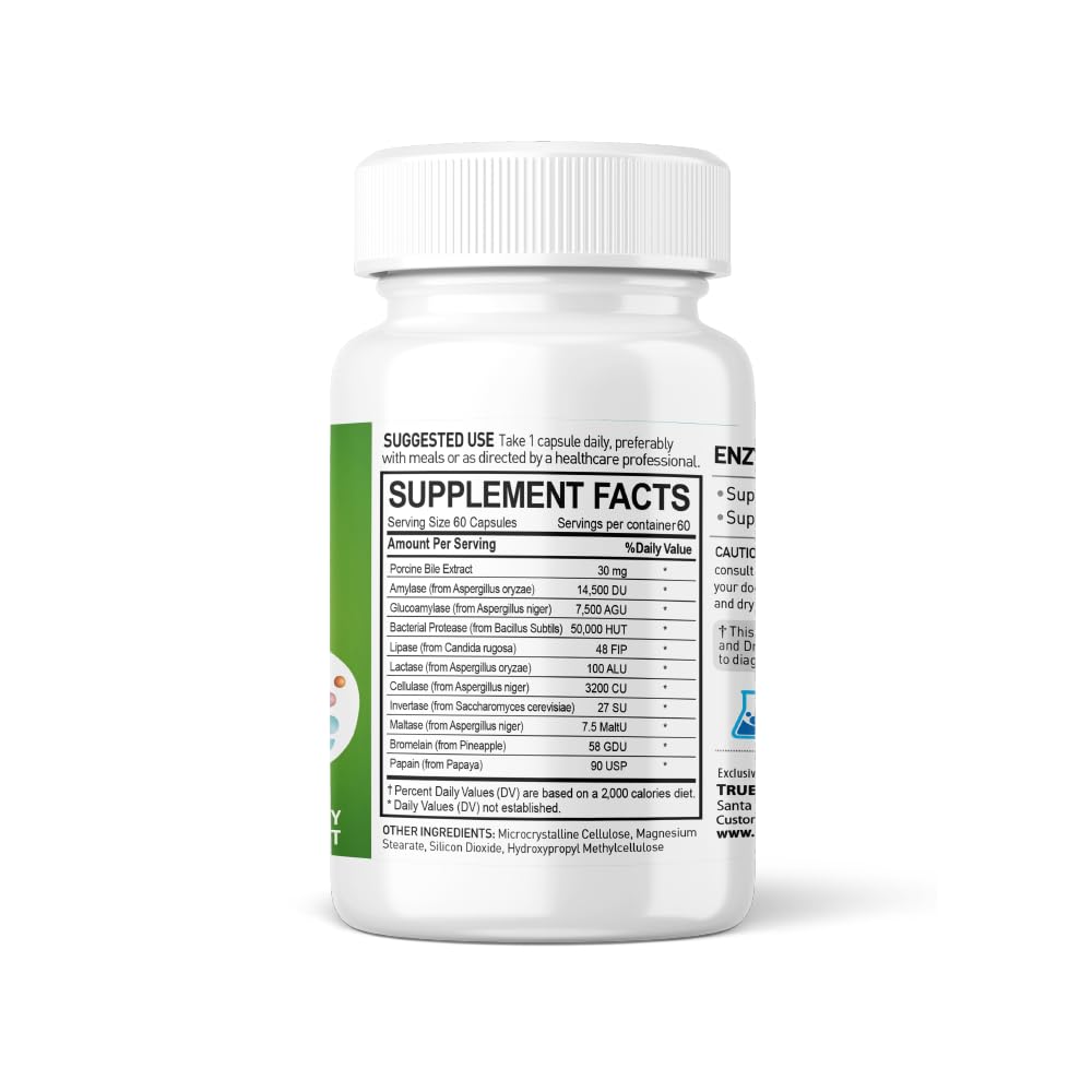 NANOWELL Enzyme Premium S Digestive Health Supplement, Multi Enzymes, Bromelain from Pineapple, Papain from Papaya - 60 Capsules X 2 Bottles (120 Count)