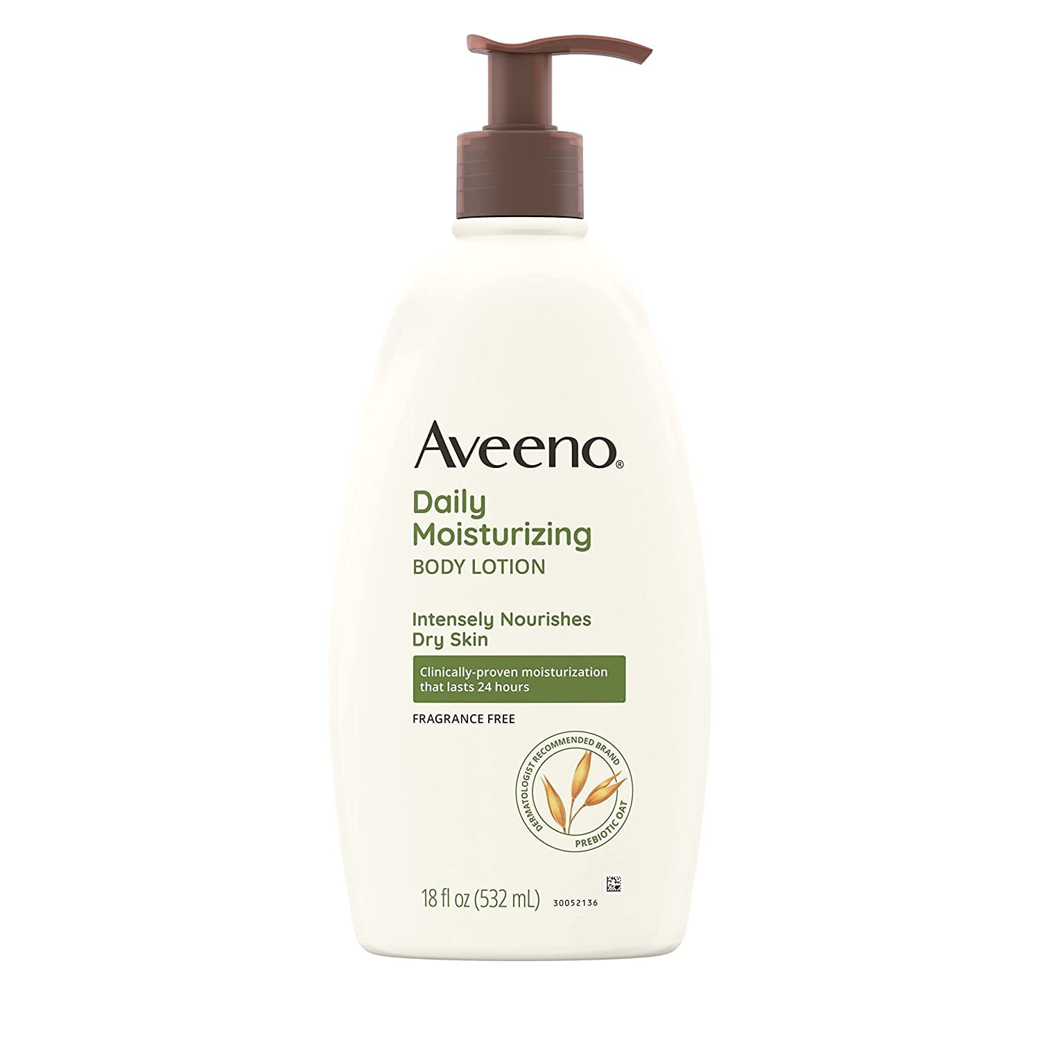 Aveeno Daily Moisturizing Body Lotion with Soothing Oat and Rich Emollients to Nourish Dry Skin, Gentle & Fragrance-Free Lotion is Non-Greasy & Non-Comedogenic, 18 fl. oz