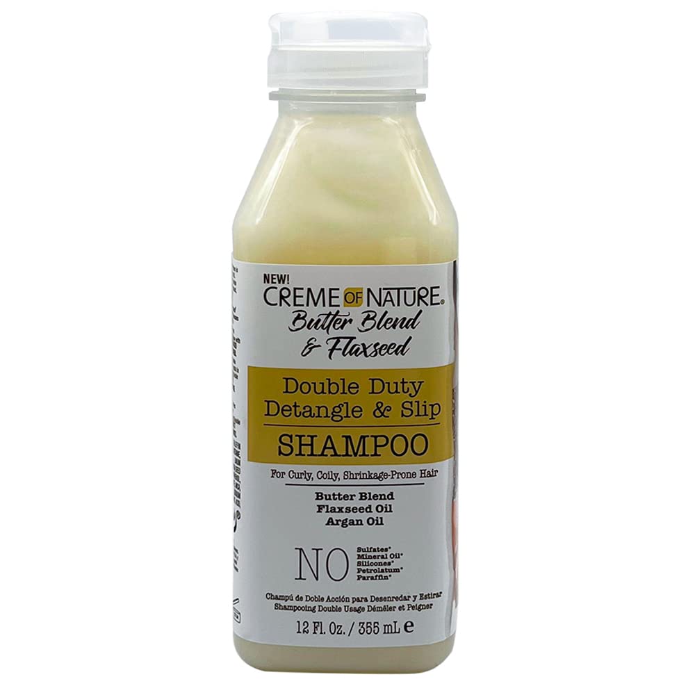 Creme of Nature Butter Blend & Flaxseed– Shampoo, Conditioner– for Curly, Coily, Shrinkage - Prone Hair – Styling Bundle Collection Set 2 PCS