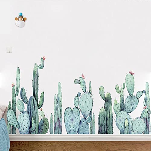 Cactus Wall Decals, Green Plant Cacti Stickers for Mirror Wall Decor, Removable Vinyl Peel and Stick Art Murals for Living Room Nursery Bedroom Children Kids Rooms Decor, Art Murals Home Decoration