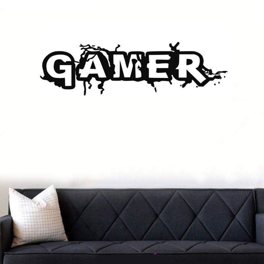 Gamer Wall Decal Vinyl Decal Art Design Stickers for Home Playroom Bedroom Game Boys Room Game Center Internet Bar(Gamer, 35 W x 11 H)