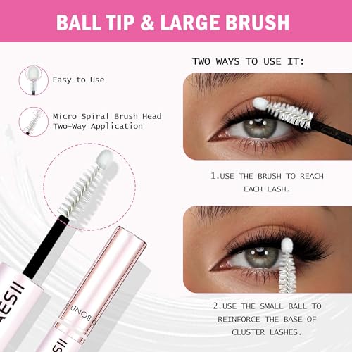 LA MAESII Lash Cluster Bond and Seal Waterproof Glue for Eyelash Clusters 10ml 2-in-1 Home Use Strong Hold 72H