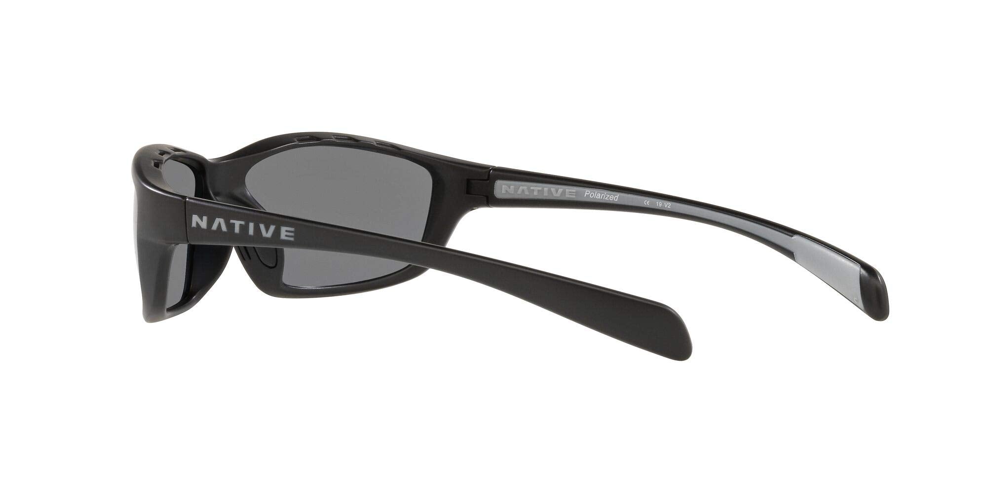Native Eyewear Kodiak Polarized Rectangular Sunglasses, Matte Black/Gray, 60 mm