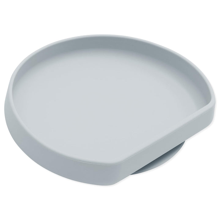 Bumkins Toddler and Baby Suction Plate, Silicone Grip Dish for Babies and Kids, Baby Led Weaning, Children Feeding Supplies, Non Skid Sticky Bottom, Platinum Silicone, Ages 6 Months Up, Gray