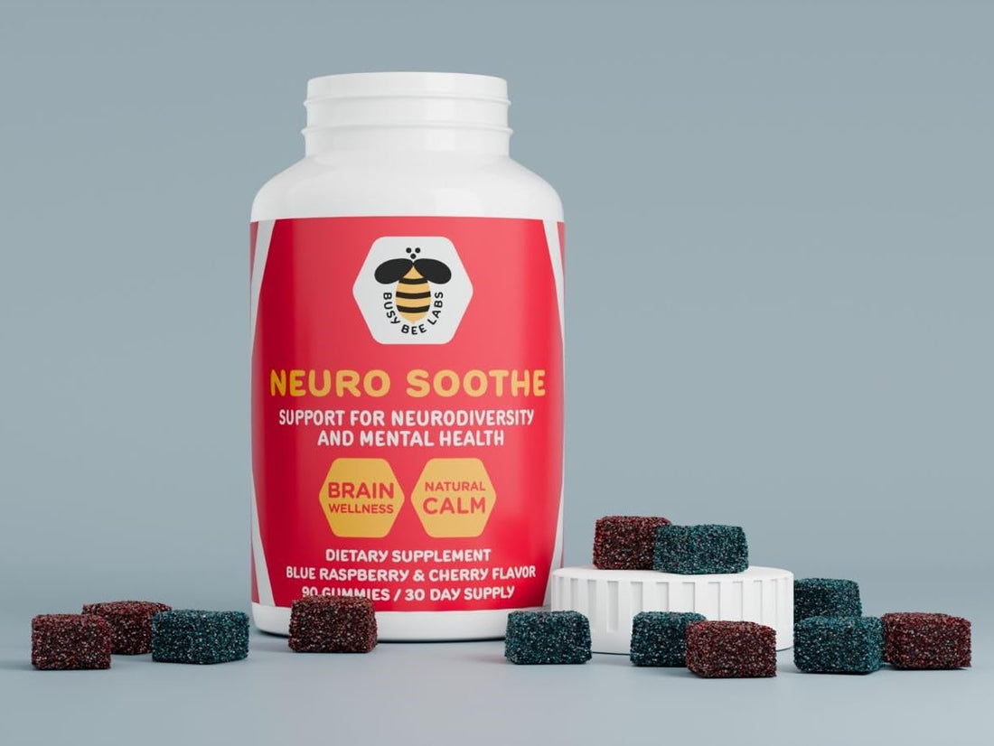 Neuro Soothe, Support for Neurodiversity and Mental Health, Helps with Brain Wellness and Natural Calm, Blue Rasberry and Cherry Flavor 90 Gummies, 30 Day Supply