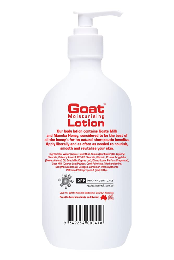 Goat Milk Lotion - Moisturizing - Non Greasy - 17 oz Enriched Milk, Suitable for Dry, Itchy or Sensitive Skin - Made in Australia - Manuka Honey