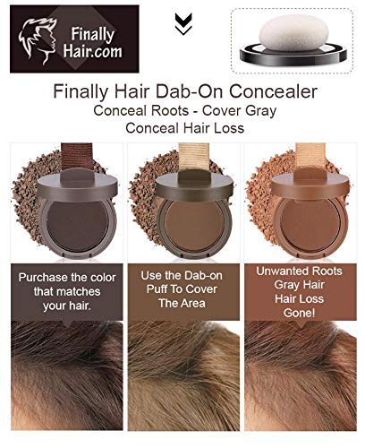 Finally Hair Black Dab-on Hair Fibers & Hair Loss Concealer, Hairline Creator, Eye Brow Enhancer, and Beard Filler. Dab-on Hair Fiber Shadow Powder (Black)
