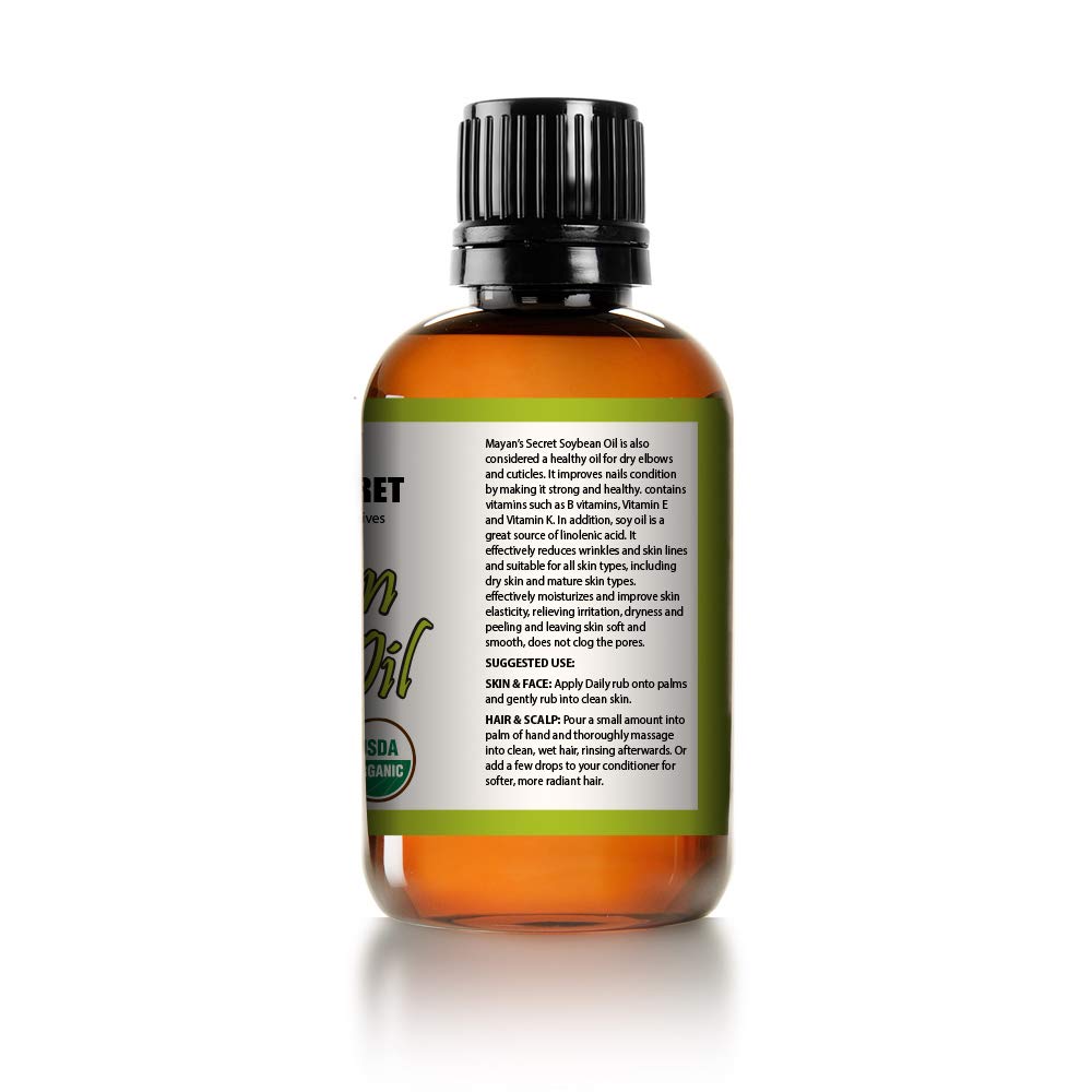 Mayan's Secret Pure, Cold Pressed USDA Certified Organic Soybean Oil for Skin, Hair, and Body - 4 fl oz