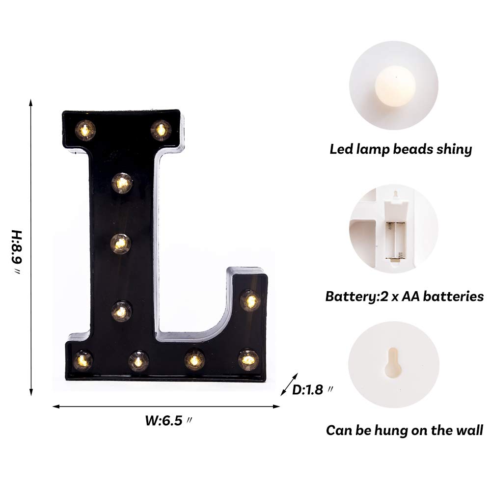 Foaky Black LED Marquee Number Lights Sign Light Up Marquee Number Lights Sign for Night Light Wedding Birthday Party Battery Powered Christmas Lamp Home Bar Decoration