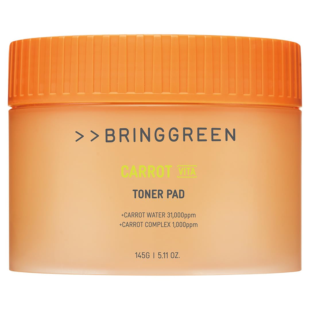 BRING GREEN Carrot Toner Pad | Contains Vitamin and Retinol to Even Out Skin Tone, Reduce Dark Spots for Daily Skincare (60 Count)