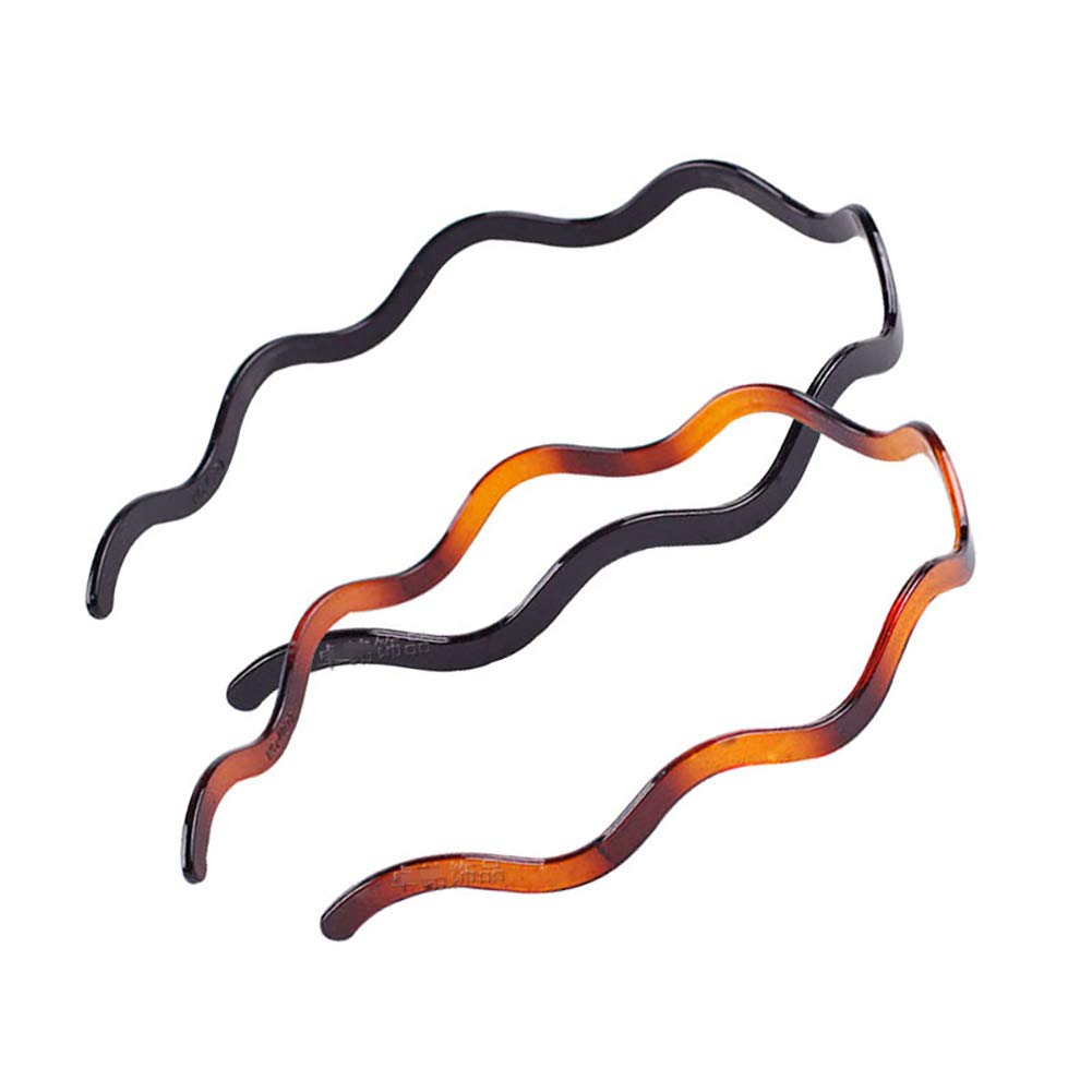 2PCS Women Hard Plastic Headband Hair Hoop Black and Brown High-grade Headwear Hairband