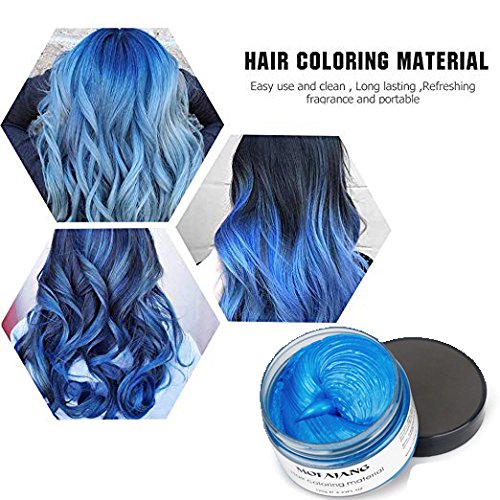 Hair Coloring Wax, Blue Disposable Instant Matte Hairstyle Mud Cream Hair Pomades for Kids Men Women to Cosplay Nightclub Masquerade Transformation ââ‚¬¦