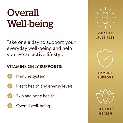 Solgar Vitamins Only, 90 Vegetable Capsules - Multivitamin - Vitamin A, B1, B2, C, D & E - Overall Well-Being - Immune Support - Gluten Free, Dairy Free, Kosher - 90 Servings